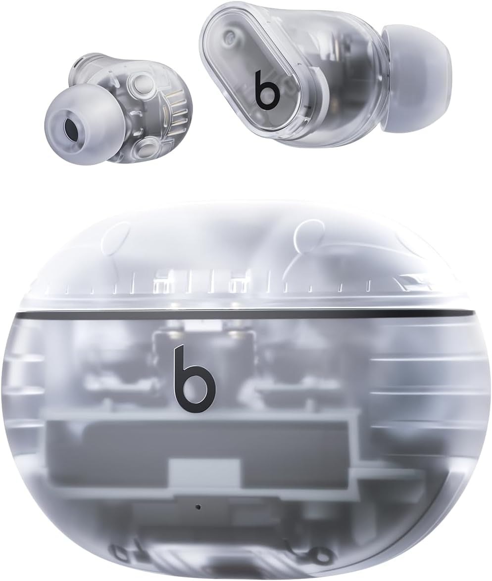 Beats Studio Buds + True Wireless Noise Cancelling Earbuds, Enhanced Apple & Android Compatibility, Built-In Microphone, Sweat-Resistant Bluetooth Headphones, Spatial Audio – Transparent