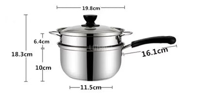 Stainless Steel Double Bottom Soup Pot | Non-Magnetic Multi-Purpose Non-Stick Pot for Gas Cooking