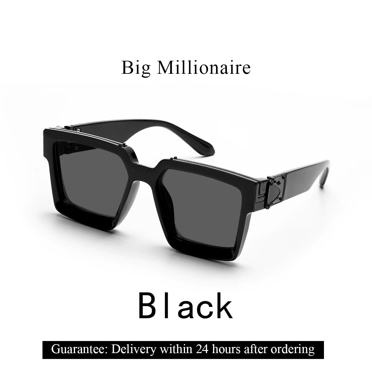 Ruiao Retro Black Millionaire Shades Luxury Sunglasses 2024 Designer Square Sunglasses for Men and Women