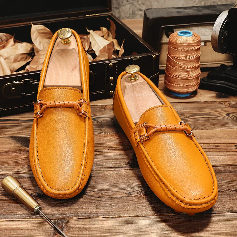 Summer Men’s Leather Slip-On Shoes – 2024 Classic Outdoor Comfort