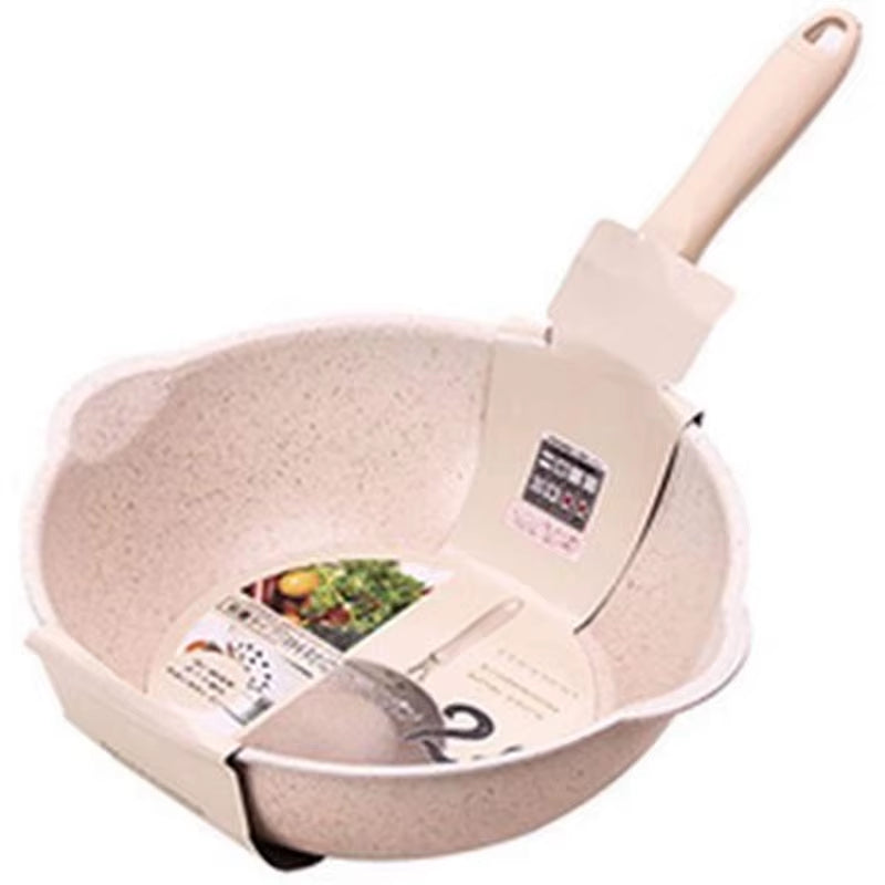 Thickened Bottom Stone Frying Pan | 20cm Non-Stick Multifunction Deep Wok for Gas & Induction Cooking