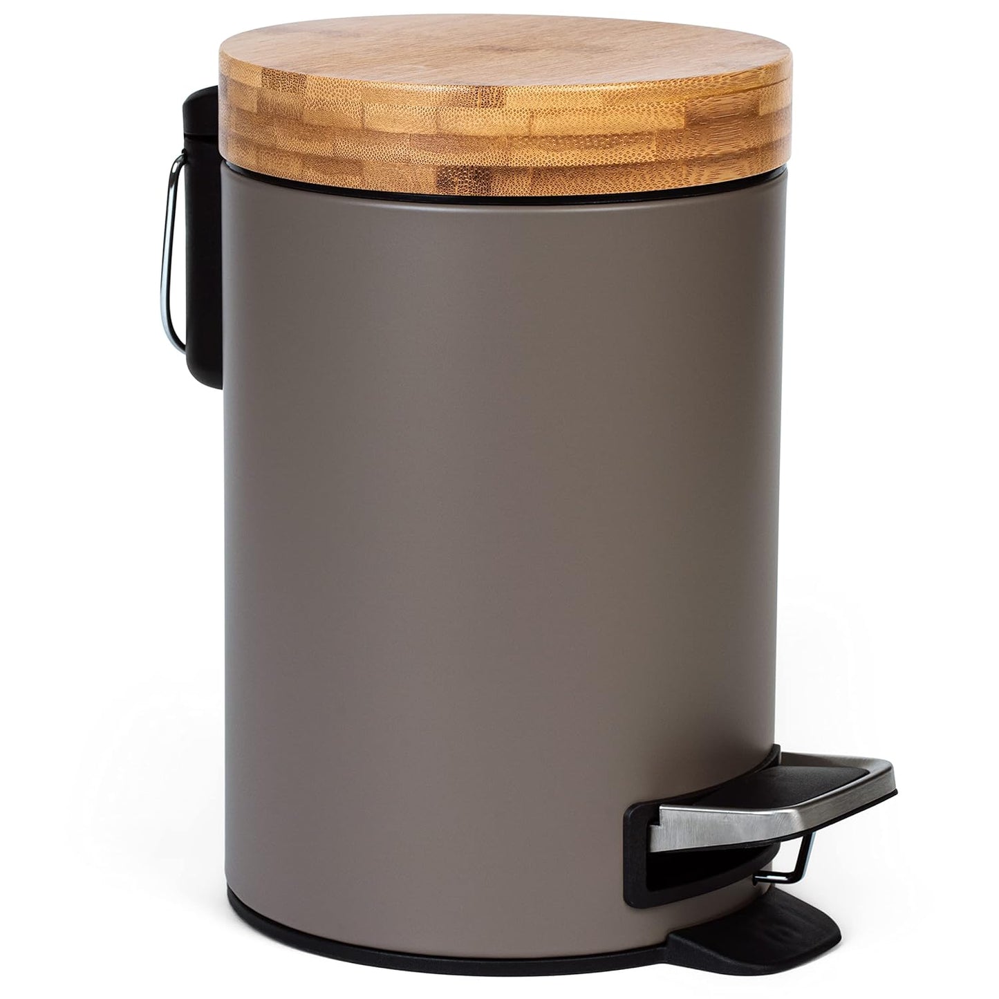 3L Designer Bathroom Bin | Superior Bamboo | Soft Closing | Anti-Finger | Taupe (Bright)