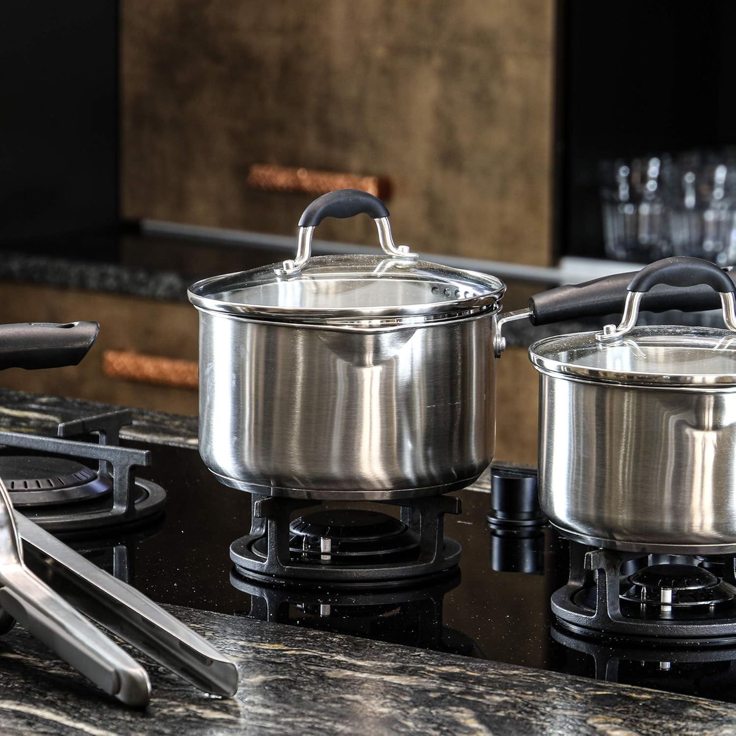 Set of 3 Stainless Steel Saucepans Crockery Dinner Set Boiling Pan Stainless Steel Pans Induction Saucepans Saucepans for Ceramic Hobs | M&W