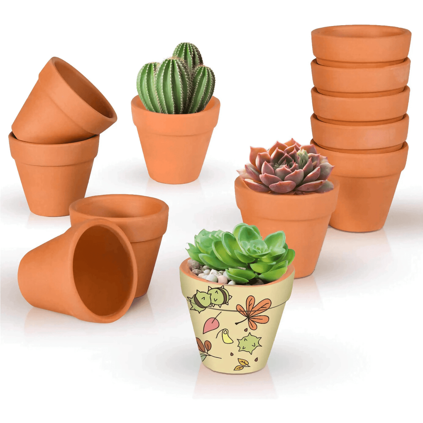 10 Pack Clay Plant Pots Patio Terracotta Pots Flowers Herbs Indoor Outdoor Decor - DynamicDrop Hub