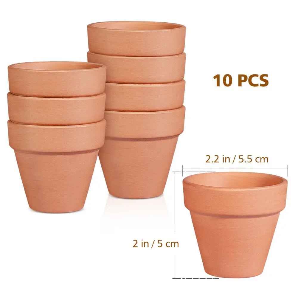 10 Pack Clay Plant Pots Patio Terracotta Pots Flowers Herbs Indoor Outdoor Decor - DynamicDrop Hub