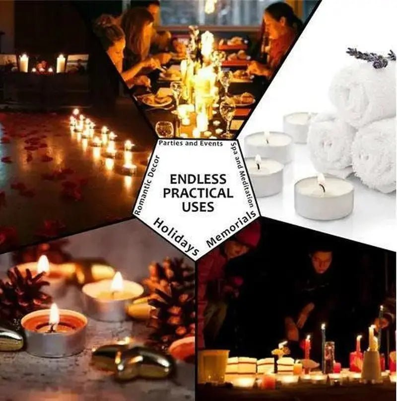 100 Tea Night Lights Candles 4 Hour Long Burn - DynamicDrop Hub