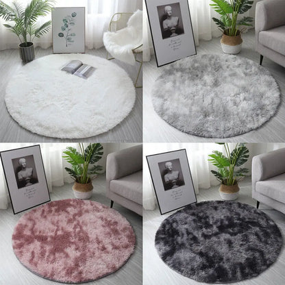 Round Shaggy Rug Living Room Bedroom Carpet Fluffy Anti-Skid Mat 60/80/100/120C - DynamicDrop Hub