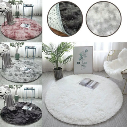 Round Shaggy Rug Living Room Bedroom Carpet Fluffy Anti-Skid Mat 60/80/100/120C - DynamicDrop Hub