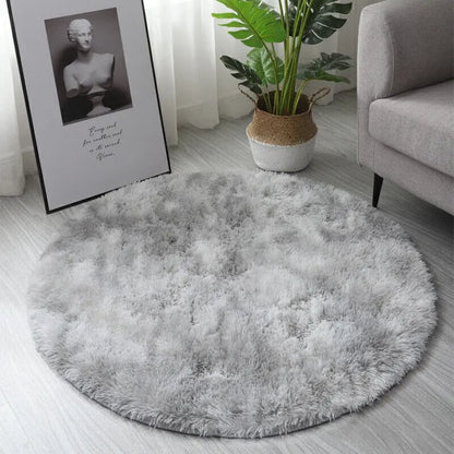 Round Shaggy Rug Living Room Bedroom Carpet Fluffy Anti-Skid Mat 60/80/100/120C - DynamicDrop Hub