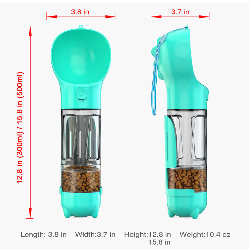 Pet Dog Water Bottle Travel Portable Drinking Water Dispenser with Poo Bags 