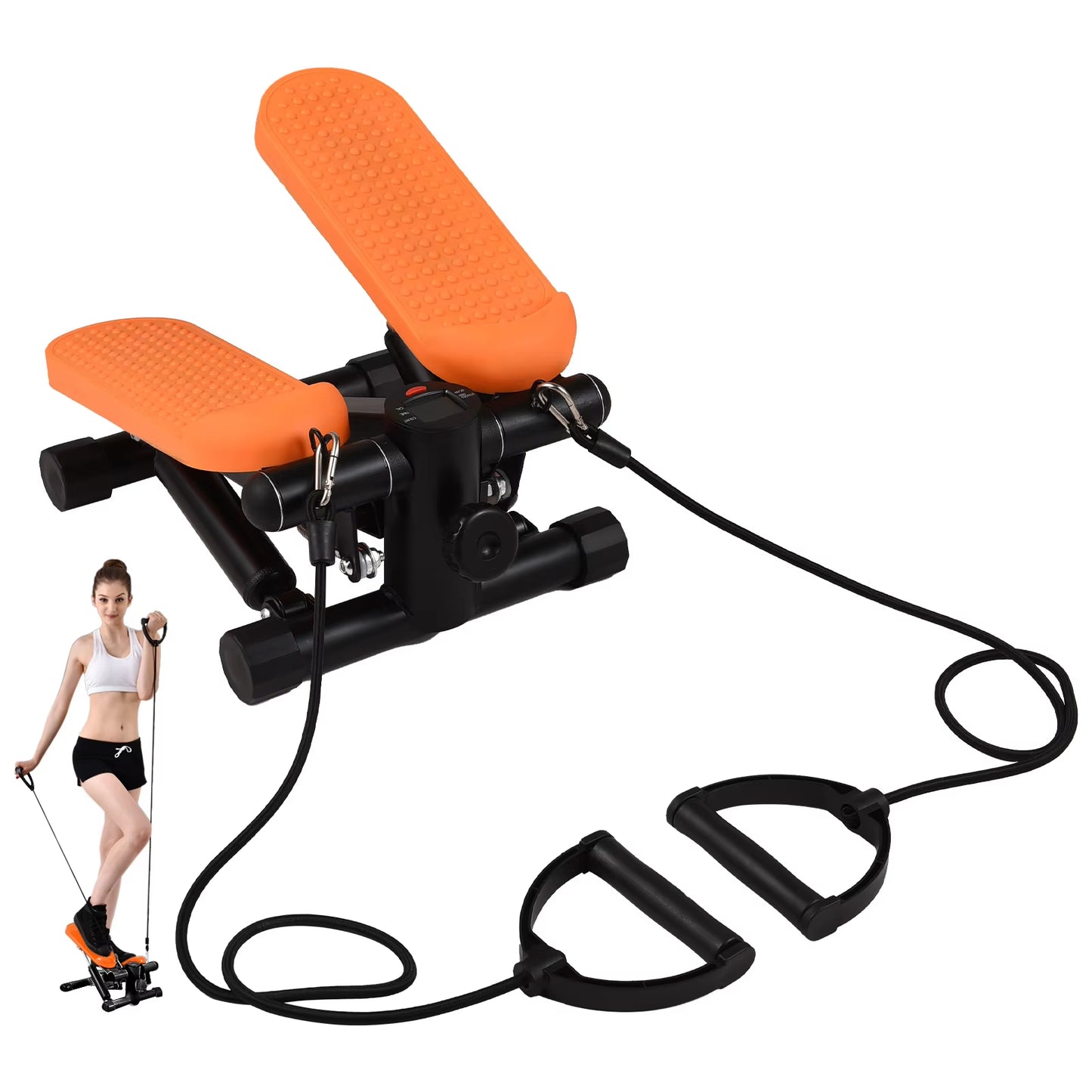 Mini Stepper for Home Exercise with Resistance Bands and LCD Display – 100Kg Capacity