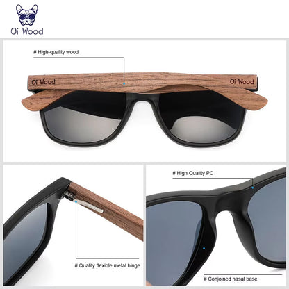 Oi Wood Brand Natural Wooden Sunglasses Men Polarized Fashion Sun Glasses Original Wood Oculos De Sol Masculino New TR90 Frames