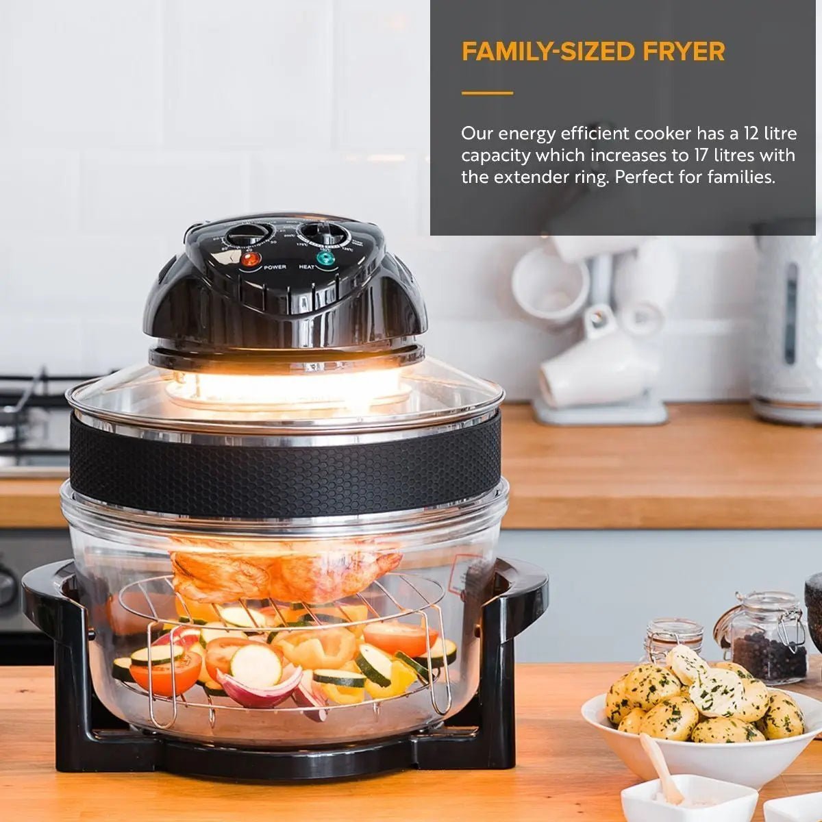 17L Halogen Air Fryer Rotary Convection Oven Multi Cooker Low Fat - DynamicDrop Hub