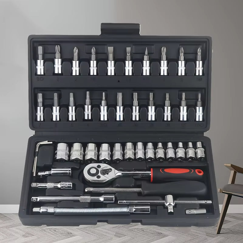 Bicycle Repair Kit, Triple Stack Multi-Function Repair Kit Portable Metal Kit Home Repair Kit Socket Wrench Set