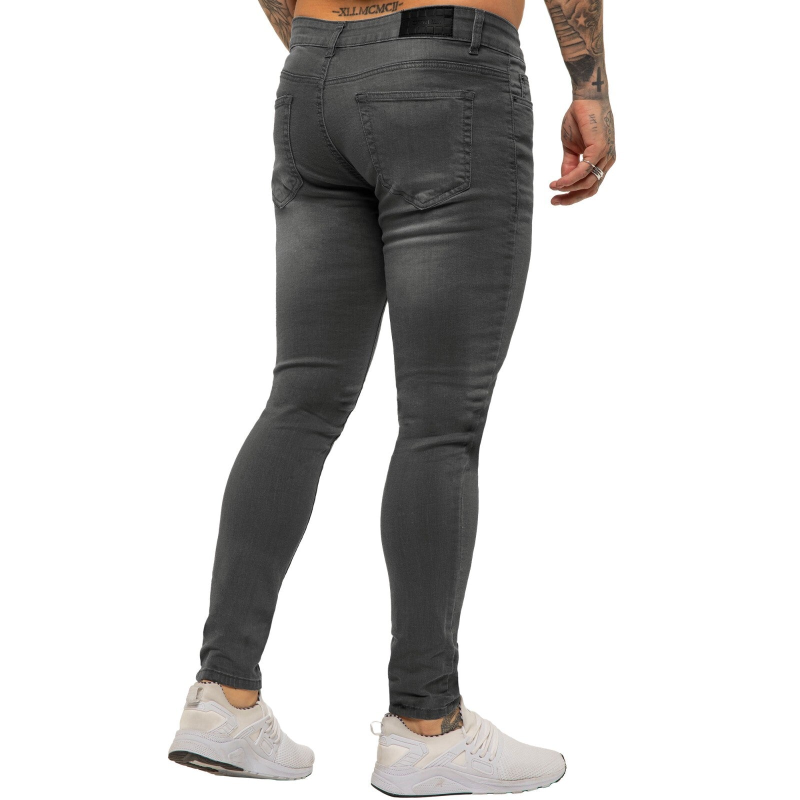 Enzo Mens Skinny Jeans Slim Fit Super Stretch Flex Denim Trouser Pants All Waist