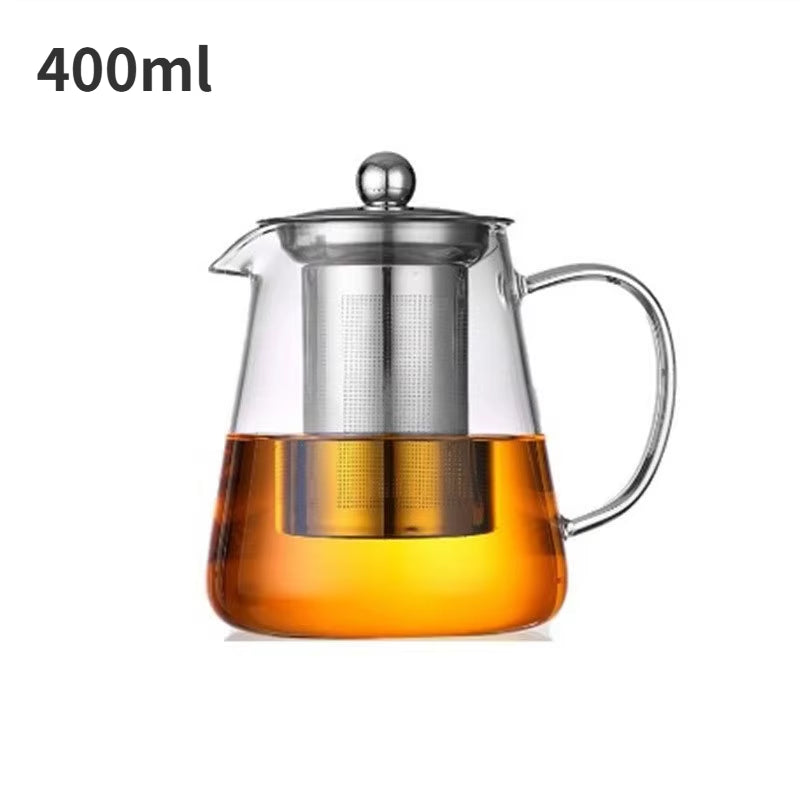 Elegant Glass Teapot with Stainless Steel Infuser – Heat-Resistant, Kung Fu Tea Kettle for Loose Leaf, Herbal & Flower Tea