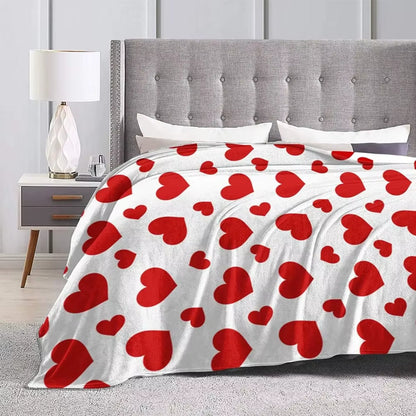 Throw Blanket Valentine's Day Cute Red Love Hearts Decorative Flannel Throw Soft Cozy for Couch Bed Sofa All Season