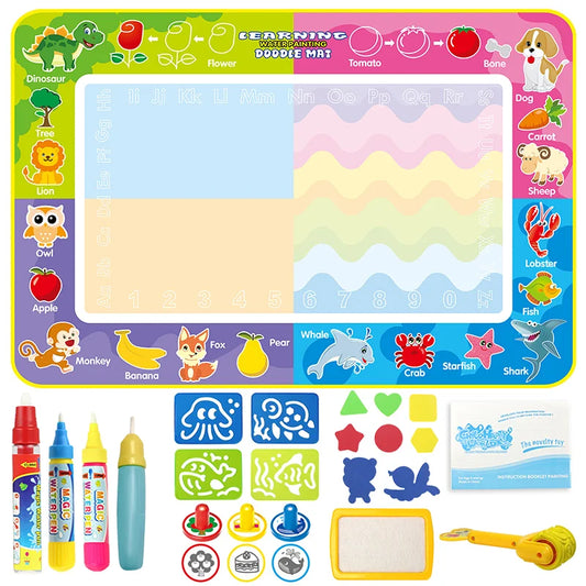 Coolplay Magic Water Drawing Mat Coloring Doodle Mat with Magic Pens Montessori Toys Painting Board Educational Toys for Kids