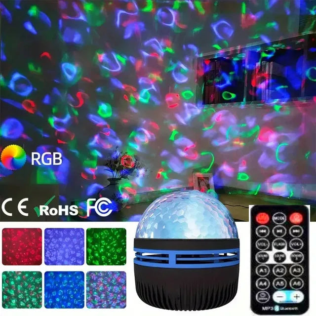 1Pc Ocean Wave Projector,With 7-Colors Patterns & Remote Control,Usb Powered for Bedroom Home Theater, Ceiling, Room Decor