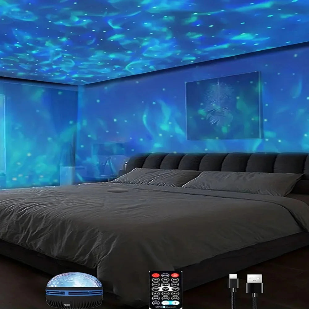 1Pc Ocean Wave Projector,With 7-Colors Patterns & Remote Control,Usb Powered for Bedroom Home Theater, Ceiling, Room Decor