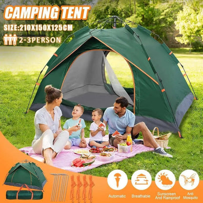 2 - 3 Man Automatic Instant Double Layer Pop up Camping Tent Waterproof Outdoor - DynamicDrop Hub