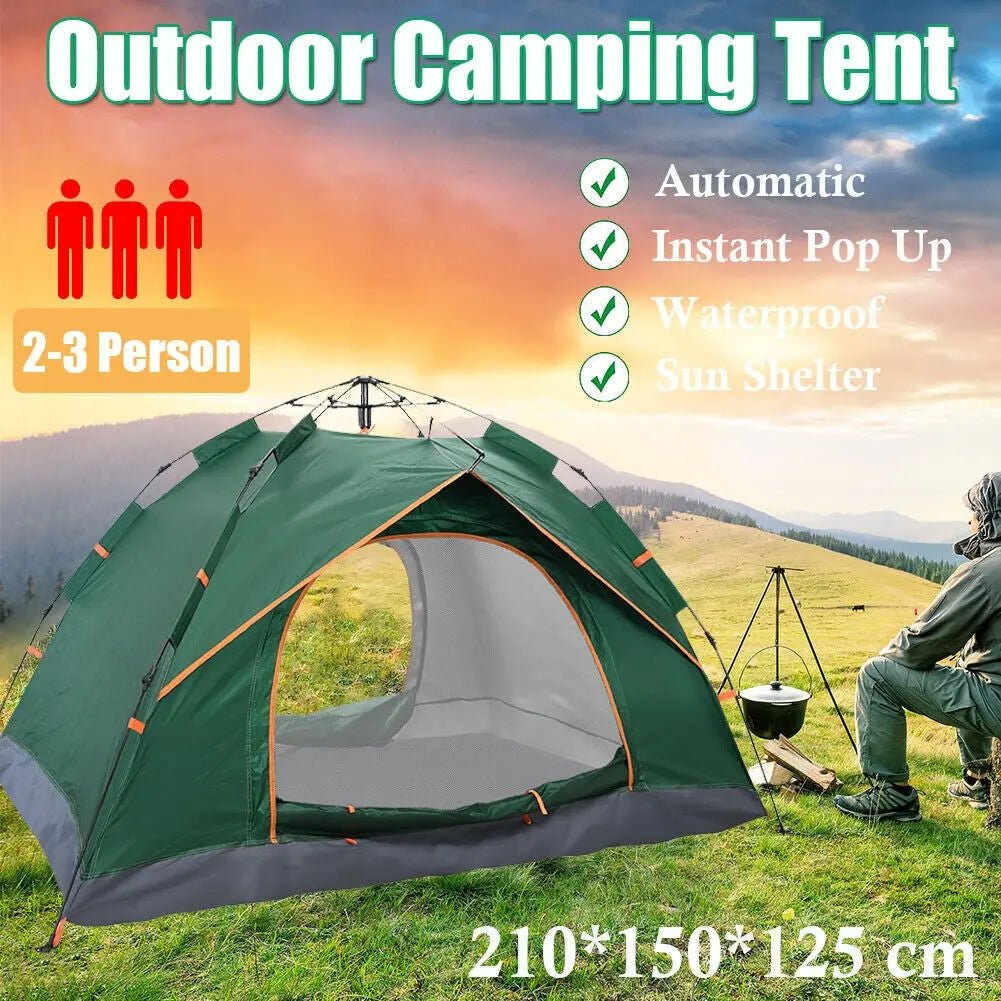 2 - 3 Man Automatic Instant Double Layer Pop up Camping Tent Waterproof Outdoor - DynamicDrop Hub