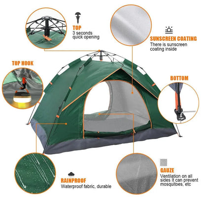 2 - 3 Man Automatic Instant Double Layer Pop up Camping Tent Waterproof Outdoor - DynamicDrop Hub