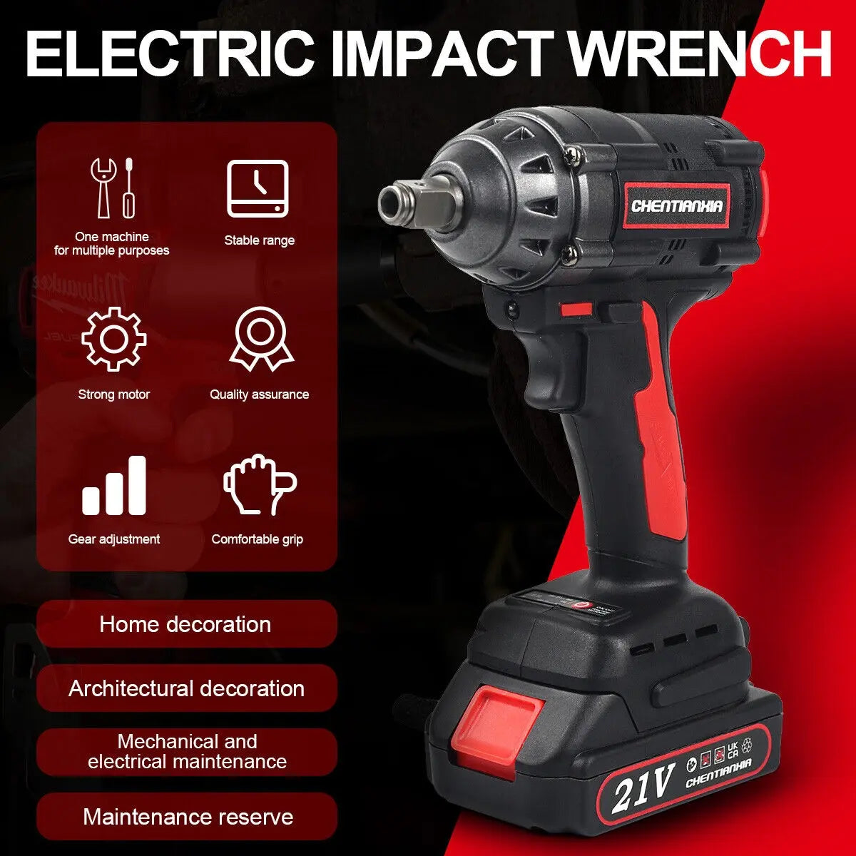 Electric Wrench Drill Gun Ratchet Driver W/2 Battery - DynamicDrop Hub