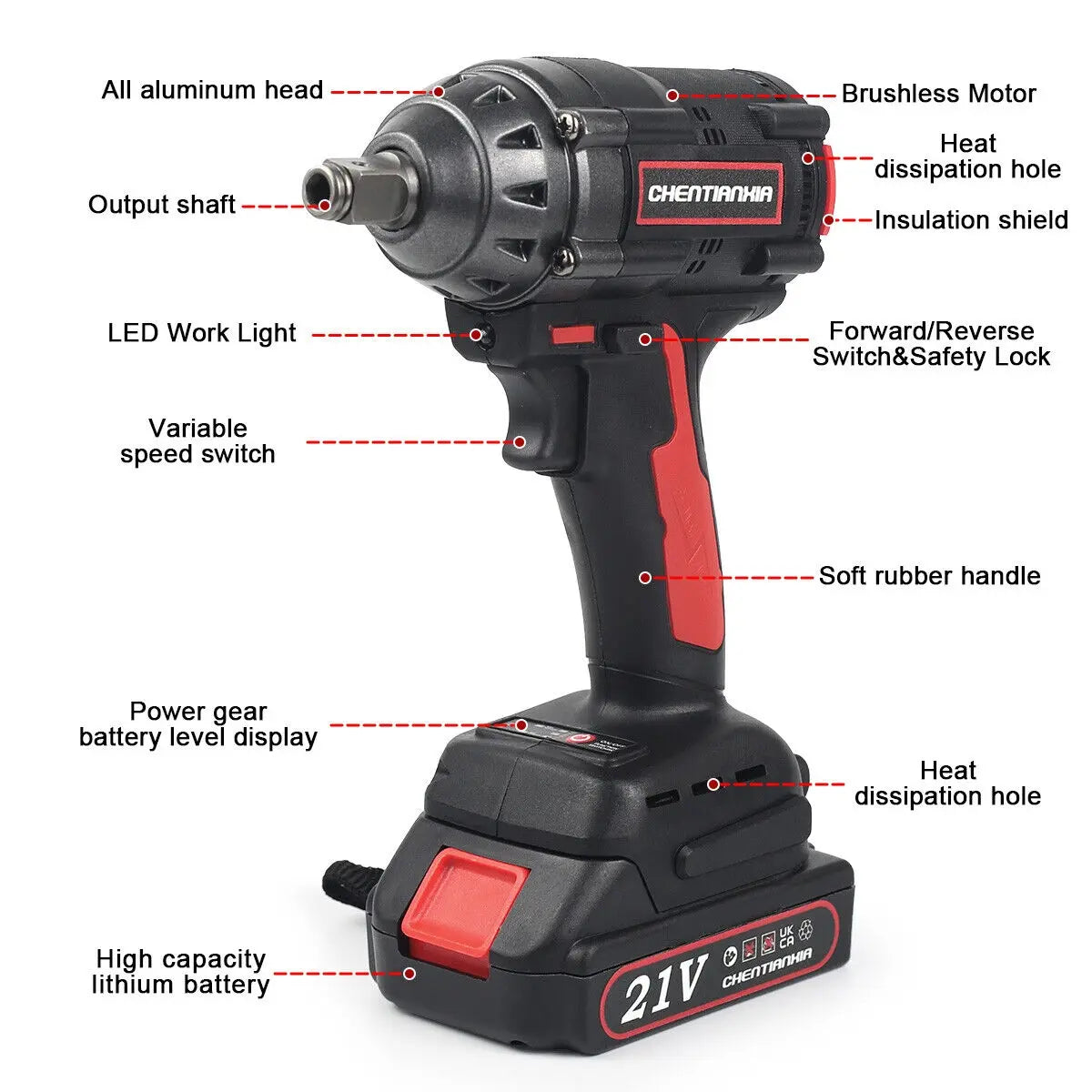 Electric Wrench Drill Gun Ratchet Driver W/2 Battery - DynamicDrop Hub