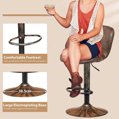 2 Pieces Leather Bar Stool with Adjustable Height and Swivel Gas Lift - DynamicDrop Hub