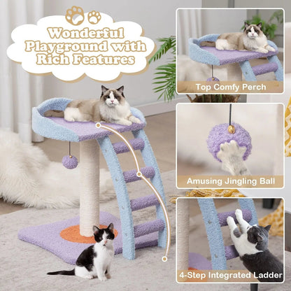 2 - Tier Modern Cat Tree Tower for Indoor Cats - DynamicDrop Hub