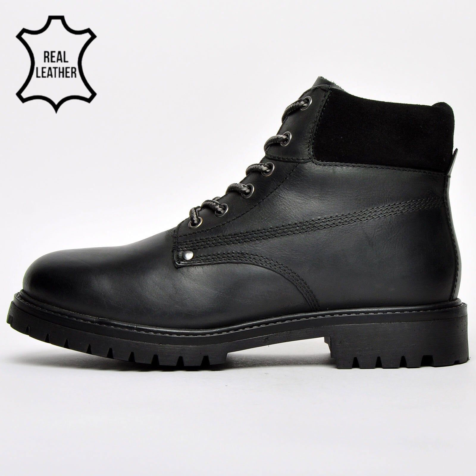 Oaktrak Baxter Mens Leather Urban Outdoor Ankle Boots Black