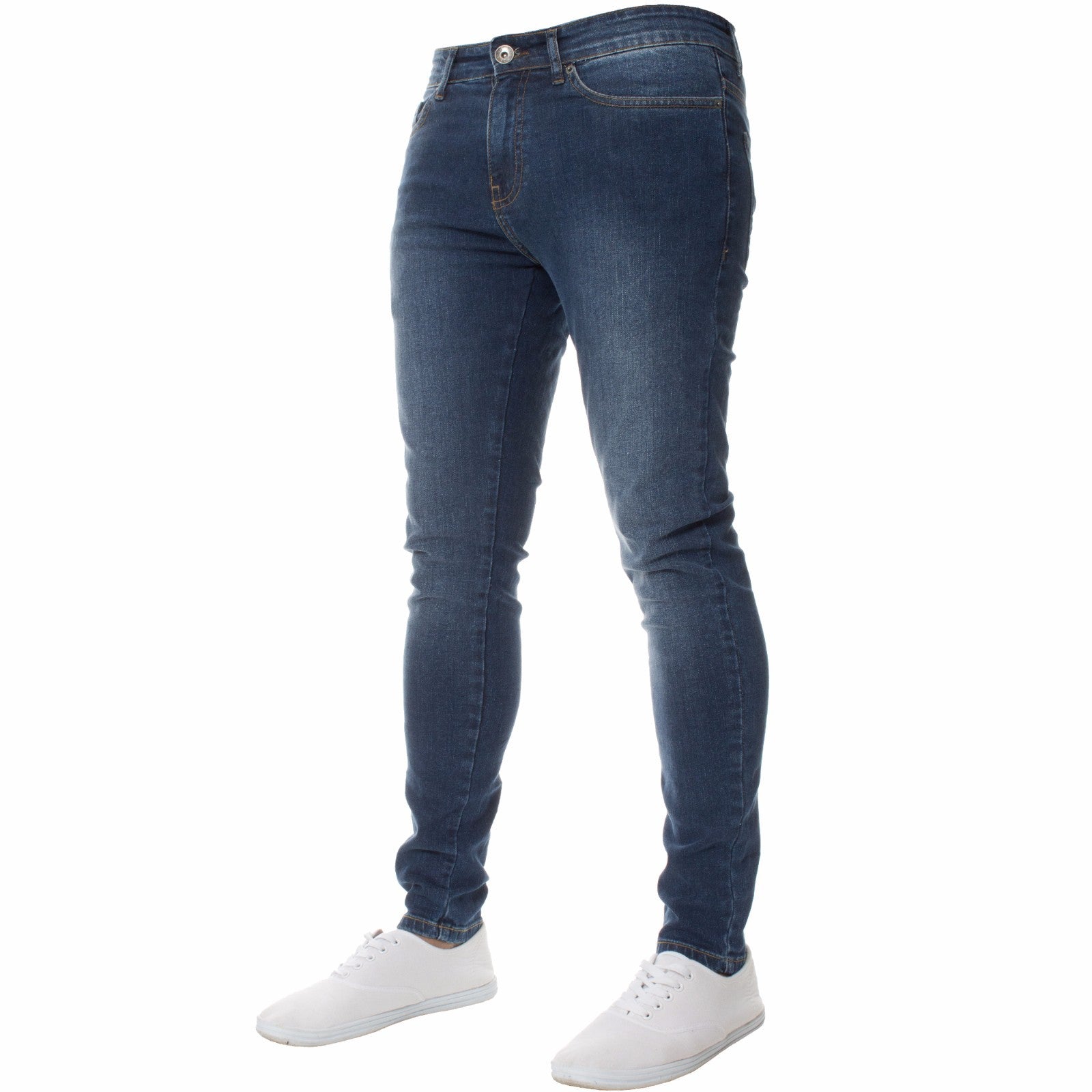 Enzo Mens Skinny Jeans Slim Fit Super Stretch Flex Denim Trouser Pants All Waist