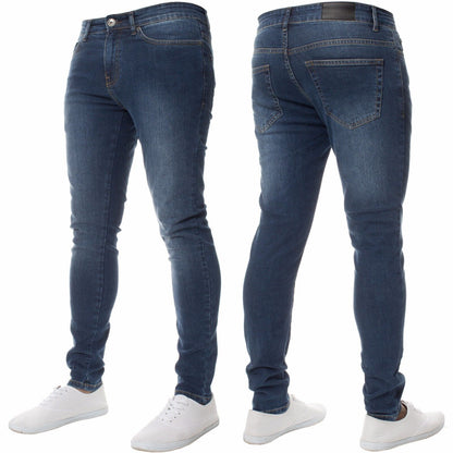 Enzo Mens Skinny Jeans Slim Fit Super Stretch Flex Denim Trouser Pants All Waist