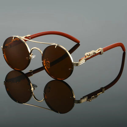 Vintage Round Sunglasses - Double Bridge Retro Luxury Design