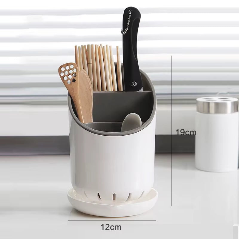 1PC Kitchen Chopstick Holder with Drain Plate | Tableware Storage Organizer | Anti-Mildew & Easy-Clean Chopstick Drain Box