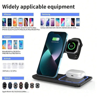 3-in-1 Fast Wireless Charging Station | Foldable Charger Dock for iPhone 16/15/14, Apple Watch & AirPods