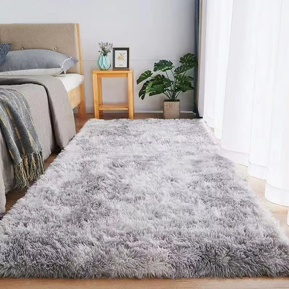 Gray Plush Carpet for Living Room – Soft Velvet Anti-Slip Rug for Bedroom, Kids Room, and Home Décor