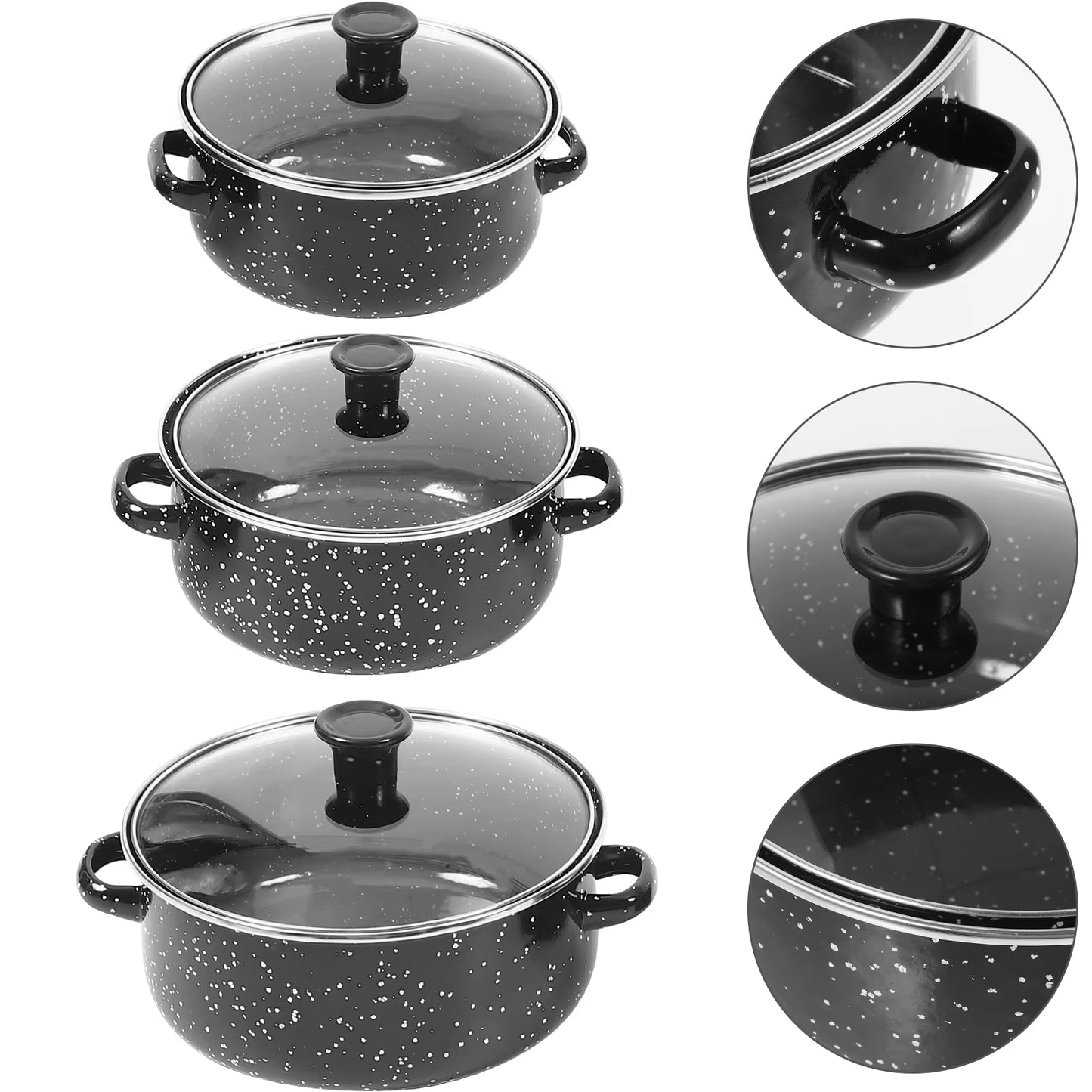 Mini Enamel Soup Pot with Handles – Small Boiling Sauce Pan for Stove Top Cooking