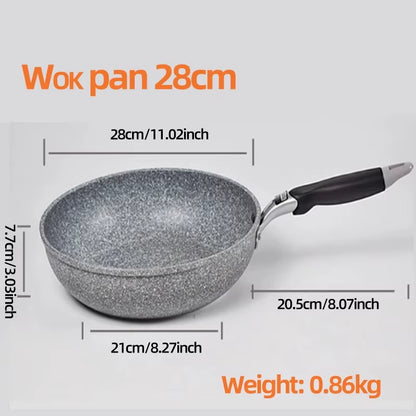 Durable Stone Non-Stick Frying Pan Set | 28cm, 26cm, 24cm, 20cm | Wok, Skillet, and Pancake Pans for Induction and Gas Stoves