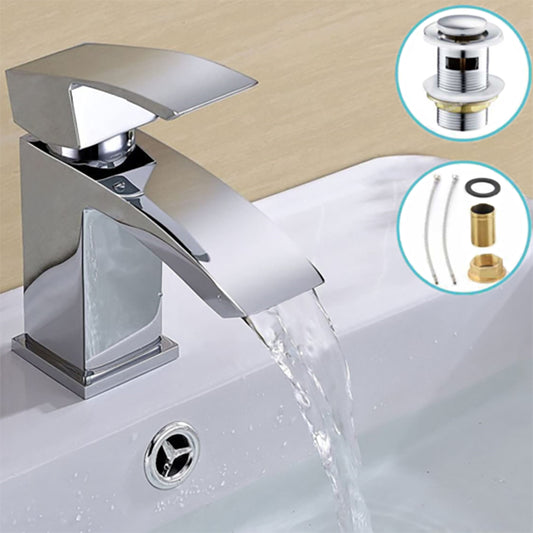 Modern Waterfall Bathroom Taps – Chrome Basin Mixer Tap & Bath Filler Shower Deck Sets