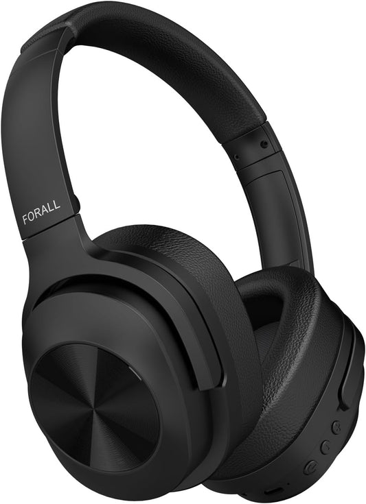 Active Noise Cancelling Headphones, over Ear Wireless Bluetooth Headphones, Hi-Res Audio, Deep Bass Memory Foam Ear Cups, 40H Playtime for Travel Home Office - Black