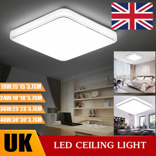 Square Modern LED Ceiling Light Panel down Lights Kitchen Bedroom Bathroom Lamp