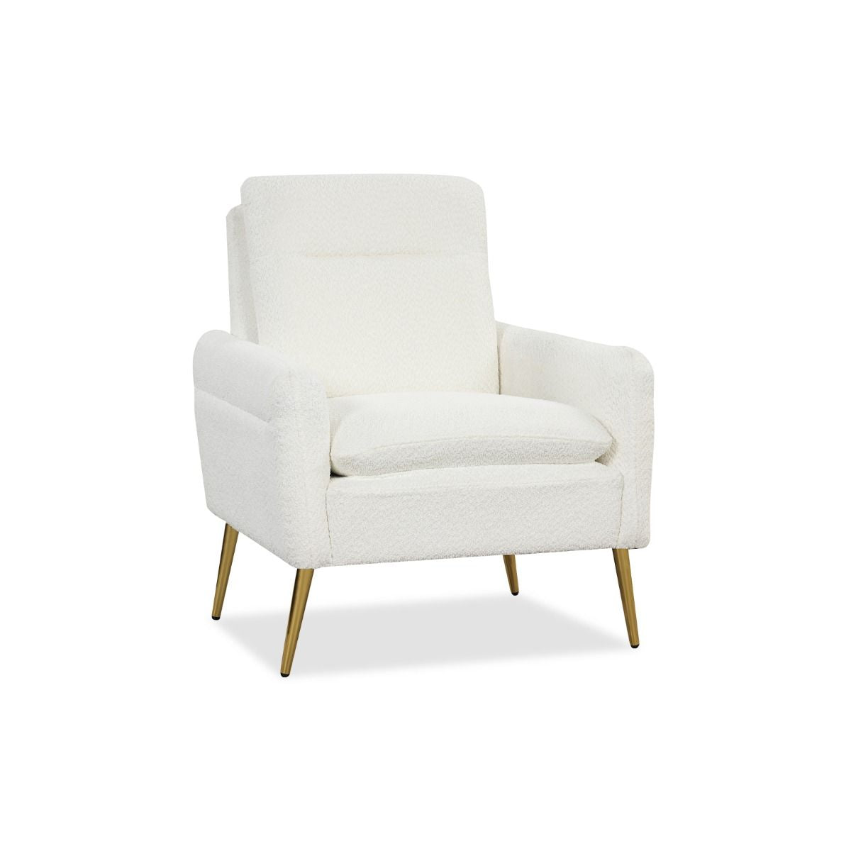 Upholstered Sherpa Armchair with Tapered Metal Legs