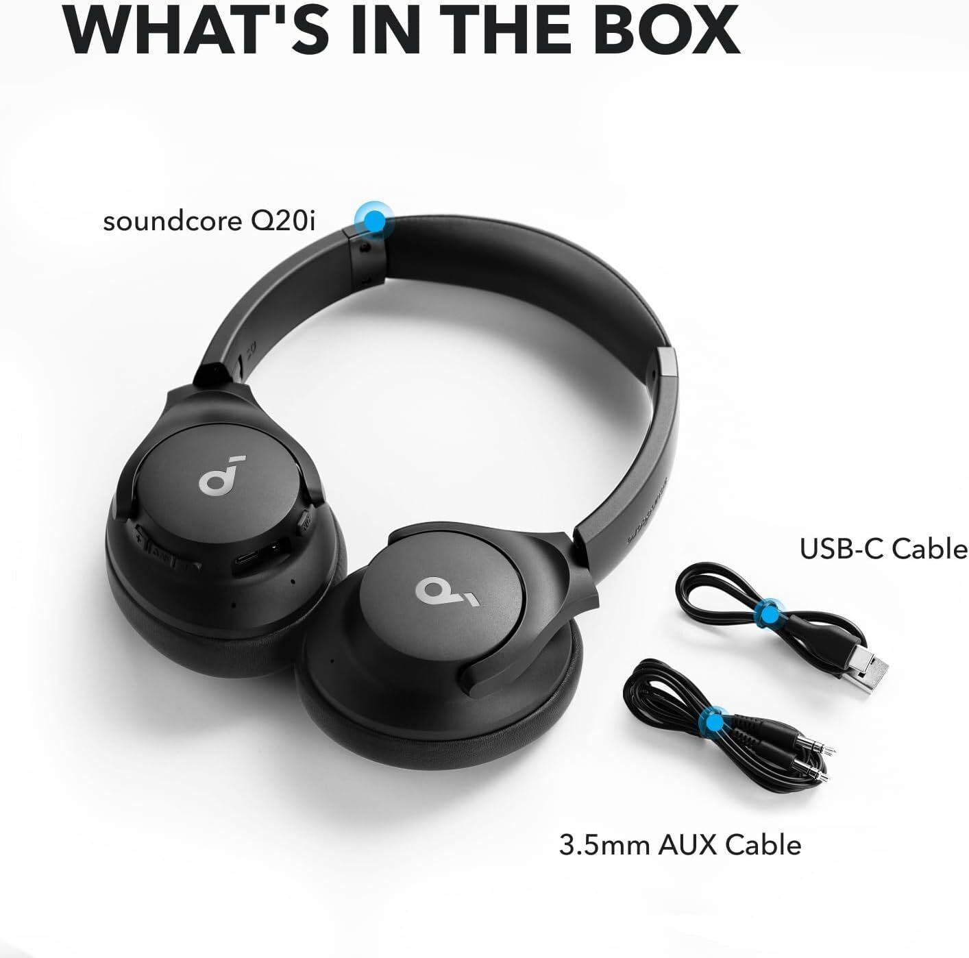 High-Quality Soundcore by Anker Q20i Hybrid Active Noise Cancelling Foldable Headphones – 40H Battery Life, App Control & Hi-Res Audio - Ear Comfort