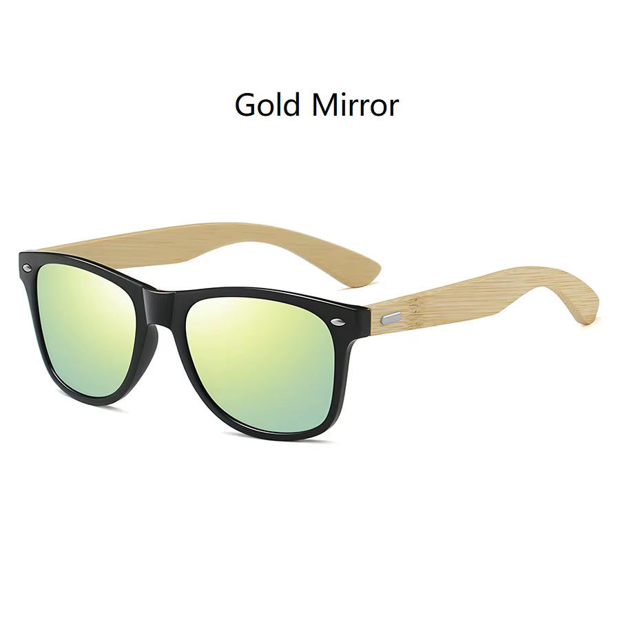 Bamboo Wood Vintage Square Sunglasses Men Women Luxury Brand Designer Sun Glasses Wooden Driving Fishing UV400 Eyewear