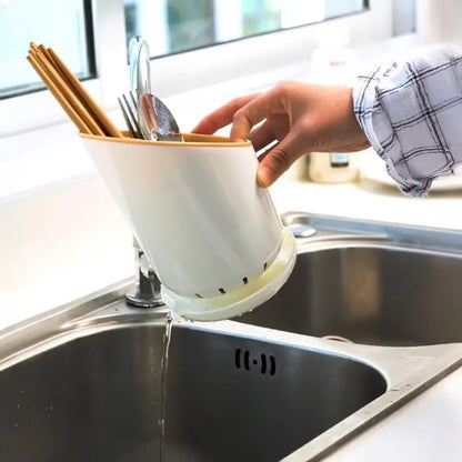 1PC Kitchen Chopstick Holder with Drain Plate | Tableware Storage Organizer | Anti-Mildew & Easy-Clean Chopstick Drain Box