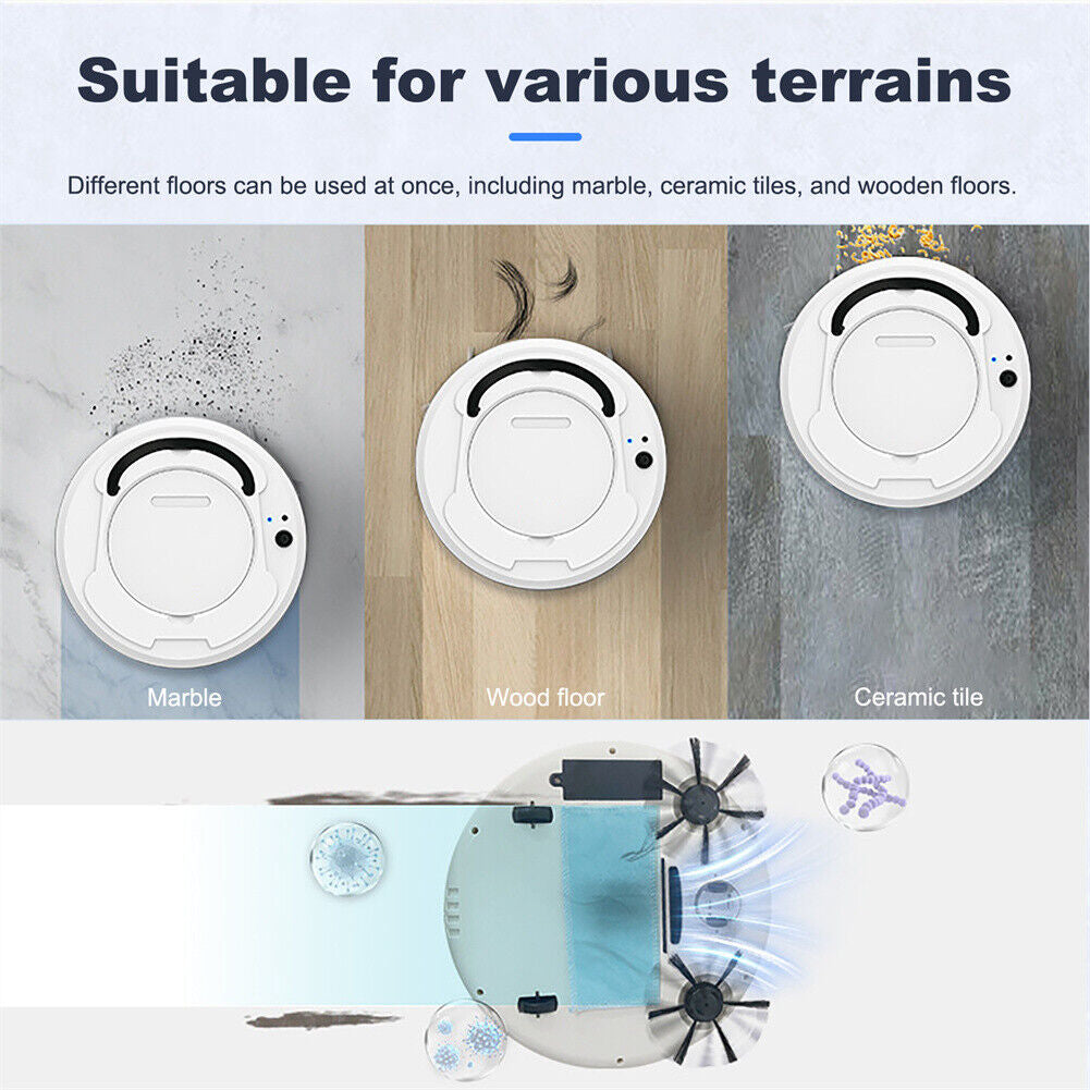 Smart 3-in-1 Robotic Vacuum Cleaner – Slim Design, USB Charging, 90-Min Runtime