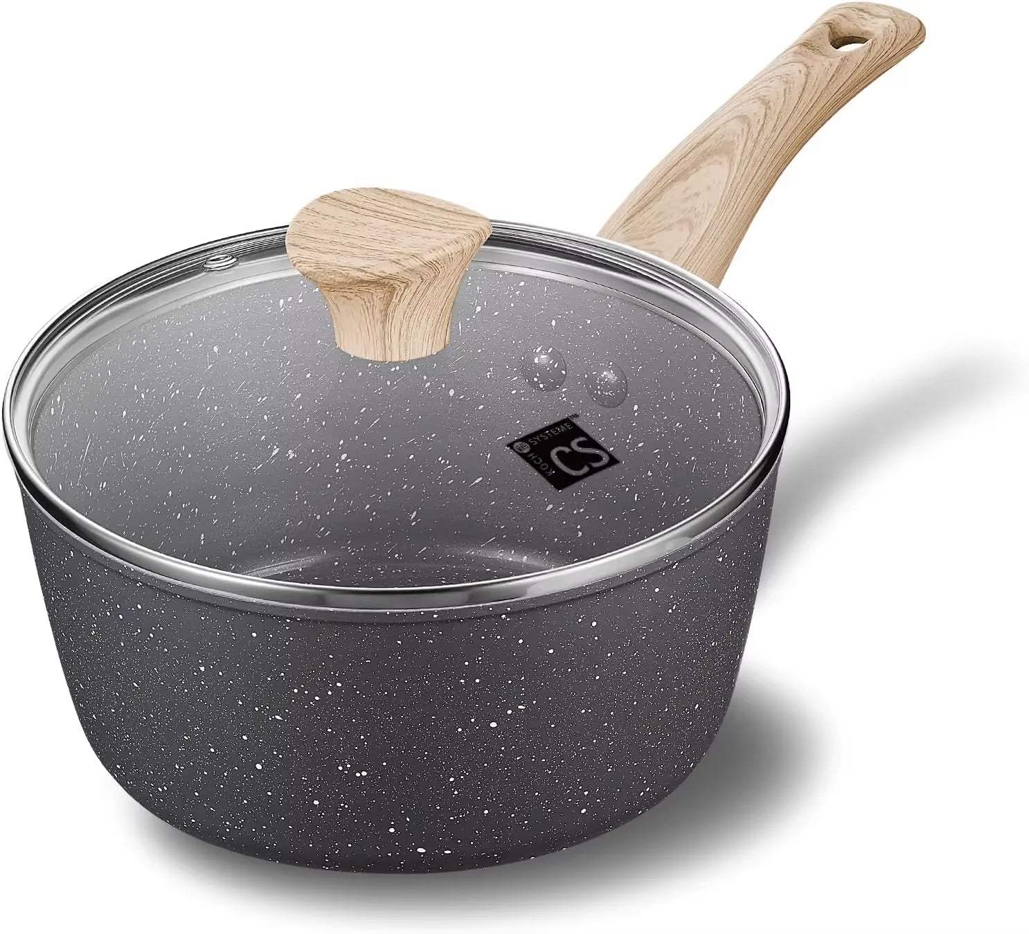 Granite Nonstick Saucepan with Lid – Comfortable Bakelite Handle for Easy Cooking