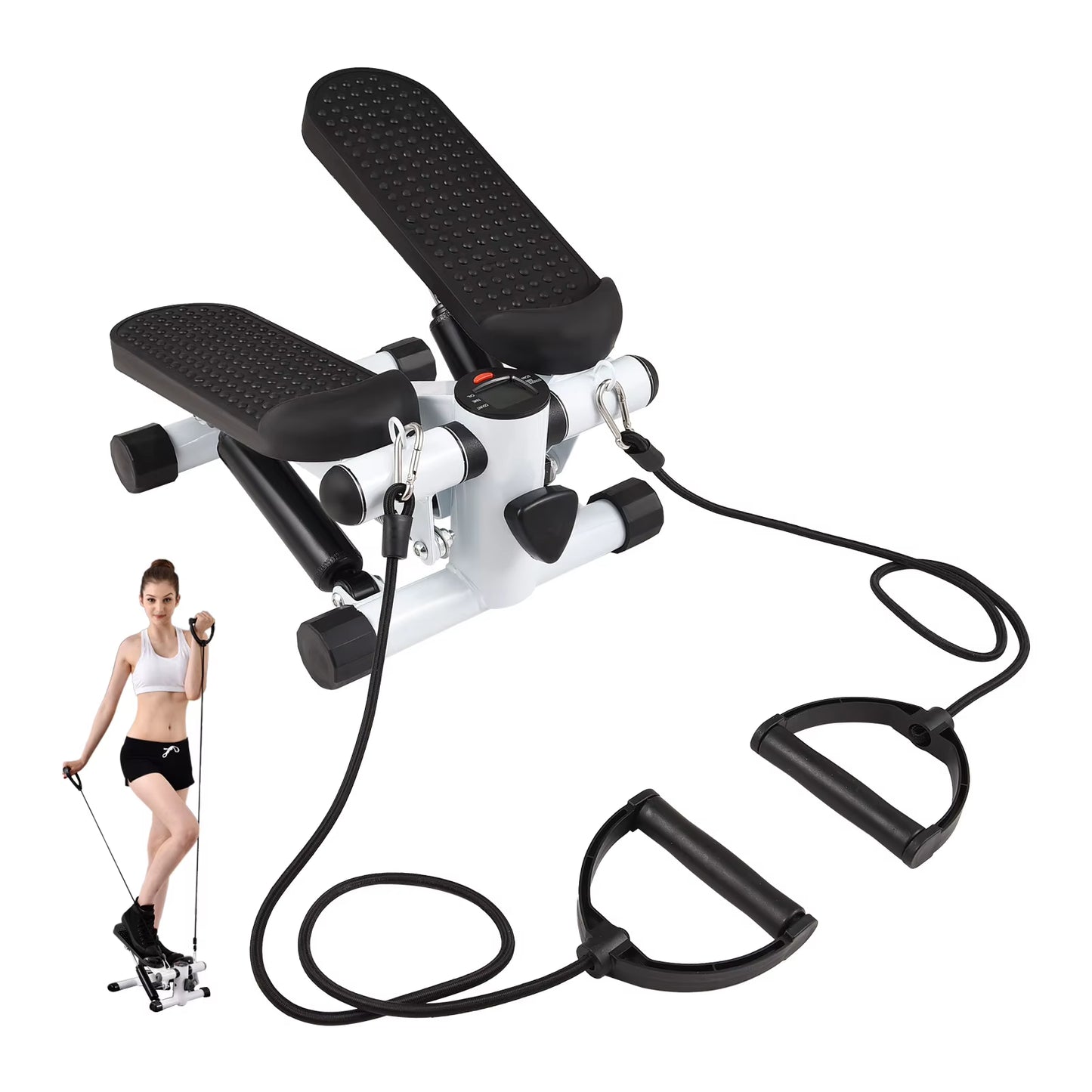 Mini Stepper for Home Exercise with Resistance Bands and LCD Display – 100Kg Capacity